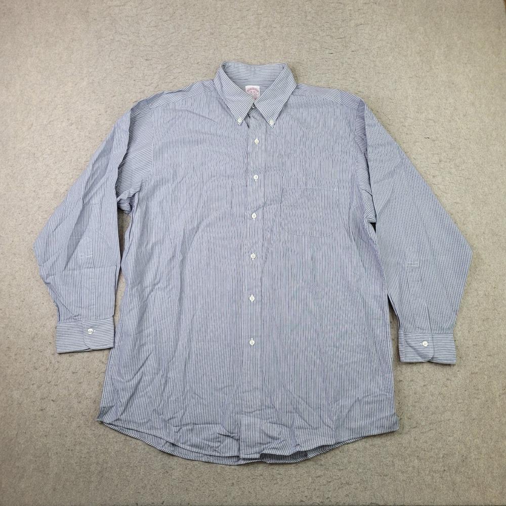 Brooks Brothers Dress Shirt Mens 16-32 Blue Striped Long‎ Sleeve Button Down All